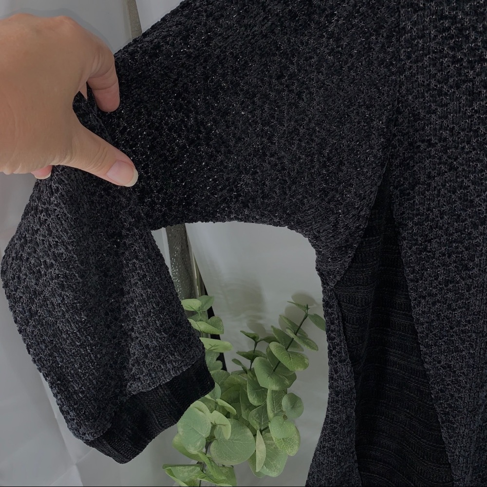 New Boutique Black Sweater Multi Fabric Chenille - Picture 3 of 5